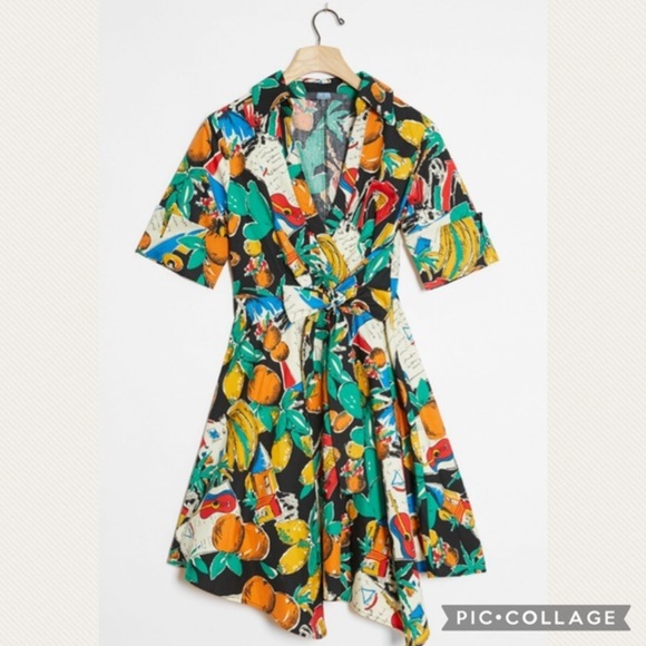 Anthropologie Dresses & Skirts - Anthro Eva Franco Alejandra Faux Wrap Mini Dress in Black Motif (Price Firm)